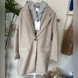 NWT Love Tree Women's Beige Blazer Hoodie Coat Boutique size L